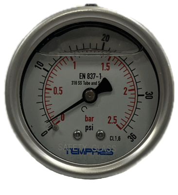 Manómetro Full Inox Ø 63mm Rango 0-1.000 bar, Posterior1