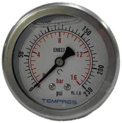 Manómetro Inox-Bronce Ø 50mm Rango 0 - 350 bar, Posterior1