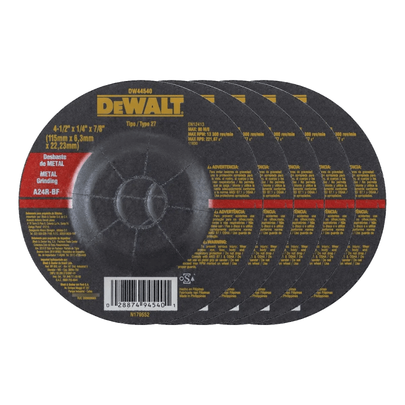 PACK 5 DISCOS DESBASTE METAL 4 1/2