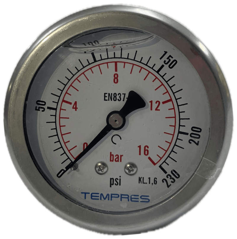 Manómetro Inox-Bronce Ø 50mm Rango 0 - 20 bar, Posterior 0