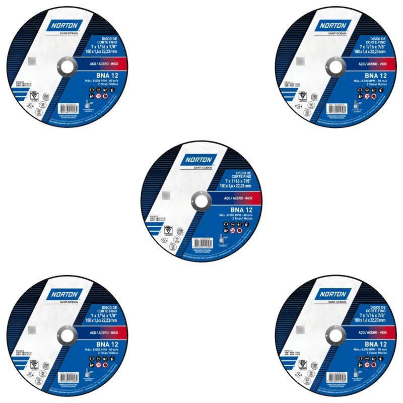 PACK 5 DISCOS CORTE ACERO INOX 7