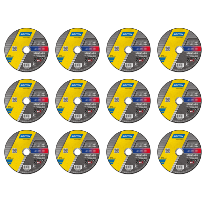 Pack 12 Discos de Corte Acero Inox 4 1/2