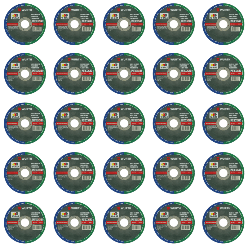 PACK 25 DISCOS CORTE ACERO INOX WÜRTH W-MAX 4 1/2