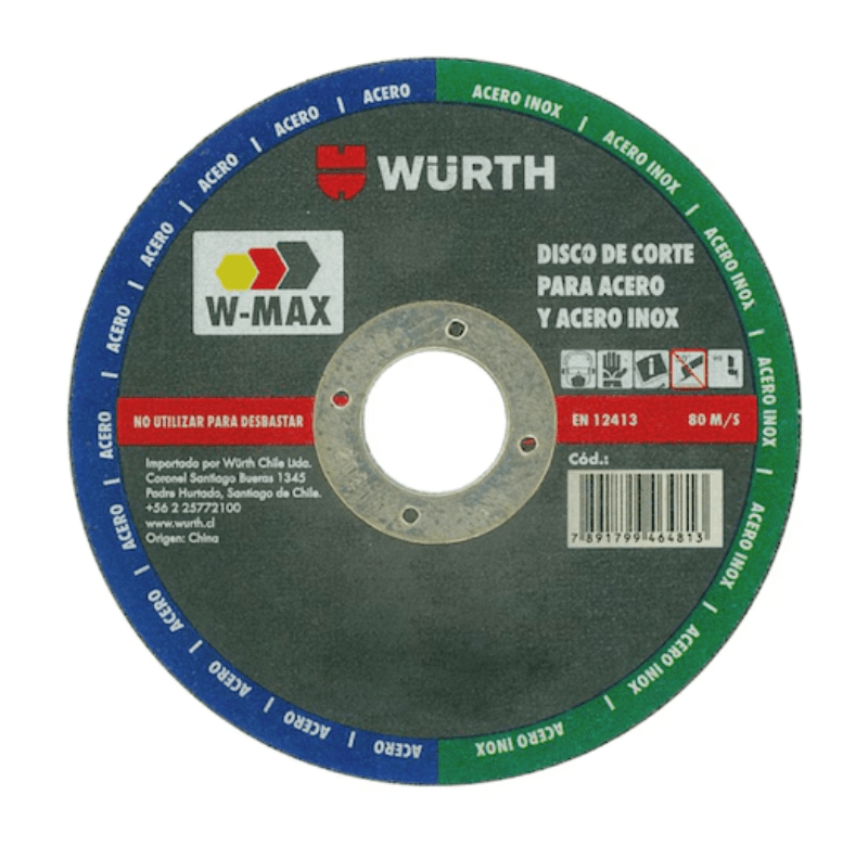DISCO CORTE ACERO INOX WÜRTH W-MAX 4 1/2