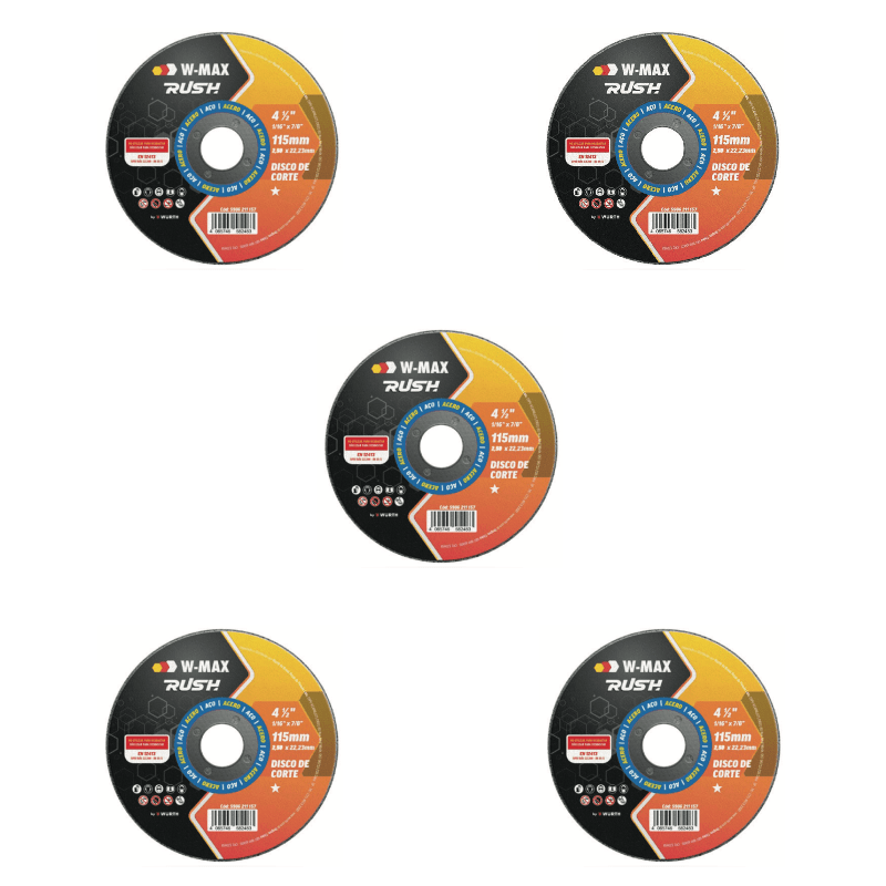 PACK 5 DISCOS CORTE ACERO 4 1/2