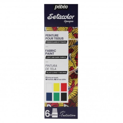 SET PEBEO SETACOLOR Iniciación - 6 colores 20 ml , telas claras y oscuras