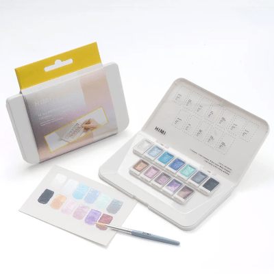 SET ACUARELA HIMI Metalizadas 12 Colores - Set Plateado (silver)2