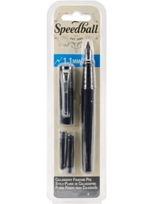 PLUMA FUENTE CALIGRÁFICA SPEEDBALL 1.1 mm + cartuchos1