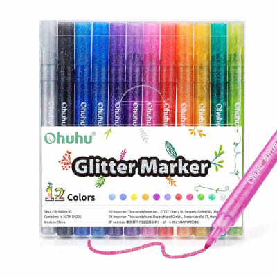 SET MARCADORES OHUHU GLITTER - 12 COLORES PUNTA FINA 0.7MM1