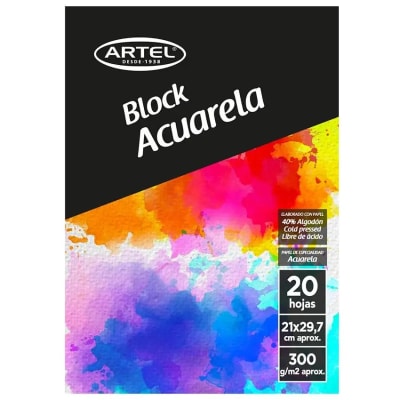 BLOCK ACUARELA ARTEL - 300 GRMS 40% ALGODÓN 21, 29, 21