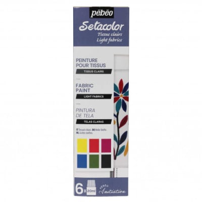 SET PEBEO SETACOLOR Iniciación - 6 colores 20 ml para telas claras