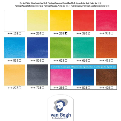 SET ACUARELAS VAN GOGH - 12 + 3  1/2  PASTILLAS