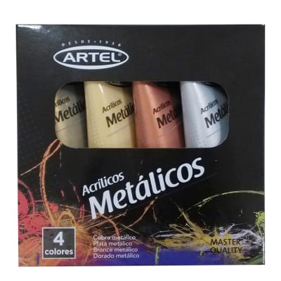 SET ACRILICOS ARTEL - SET METALICOS 4 COLORES 22 ML