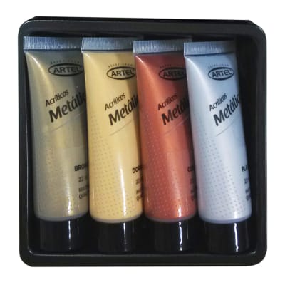 SET ACRILICOS ARTEL - SET METALICOS 4 COLORES 22 ML