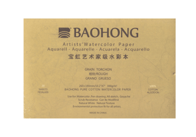 Block Acuarela Baohong Grano grueso 100 % Algodón |  20 hojas Variedad de tamaños