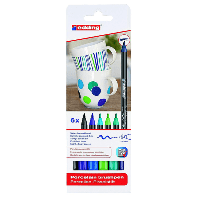 MARCADOR BRUSH - EDDING PORCELANA SET 5 COLORES FRÍOS1
