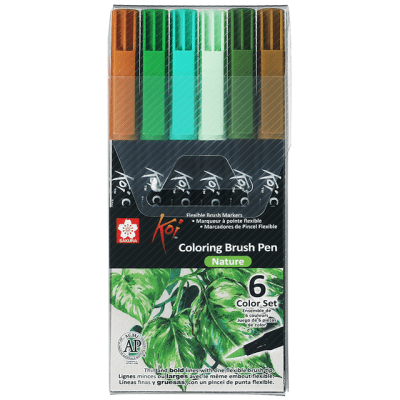 BRUSH PEN SAKURA KOI - SET NATURALEZA 6 COLORES
