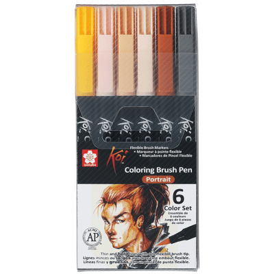 BRUSH PEN SAKURA KOI - SET RETRATO 6 COLORES1