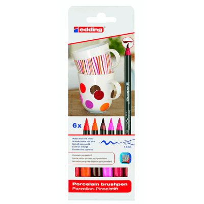 MARCADOR BRUSH - EDDING PORCELANA SET 5 COLORES CÁLIDOS1