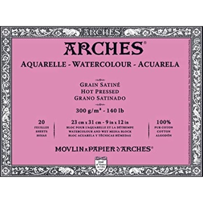 BLOCK ARCHES ACUARELA SATINADO 20HOJAS 18X26 CM, 100%ALGODÓN