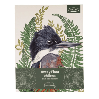 Block para acuarela con diseños Artel - Aves y Flora Chilena de Fran Méndez1