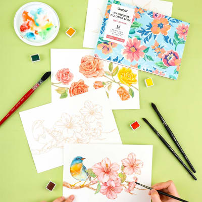 Libro para colorear de acuarela 15 hojas 300GSM Tematica Floral1