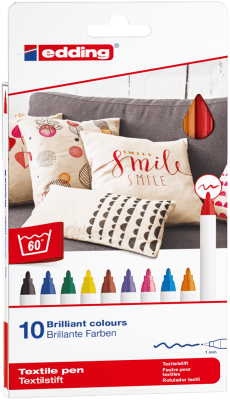 SET MARCADORES EDDING TEXTIL - 10 COLORES BÁSICOS 1MM1
