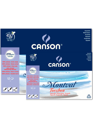BLOCK ACUARELA CANSON MONTVAL - 12 HOJAS TORCHÓN , 270 grms