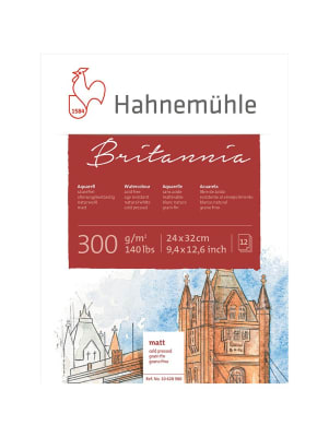 Block Hahnemuhle Britannia - Papel acuarela, 300gr 24x32 cm Grano Fino