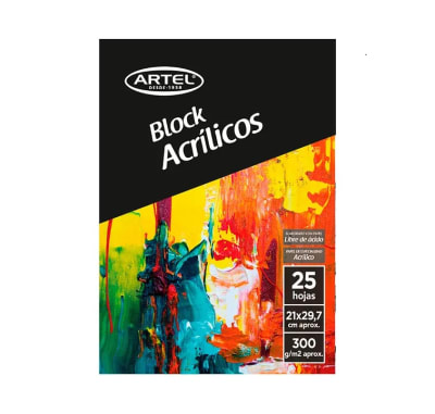 BLOCK ARTEL ACRÍLICO 25 HOJAS 21X29,2 CM 300 GRAMOS