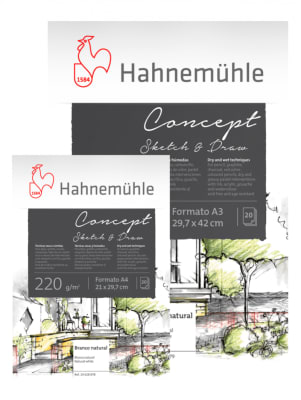 BLOCK DE DIBUJO HAHNEMUHLE CONCEPT 220 GRMS -Variedad de Tamaños