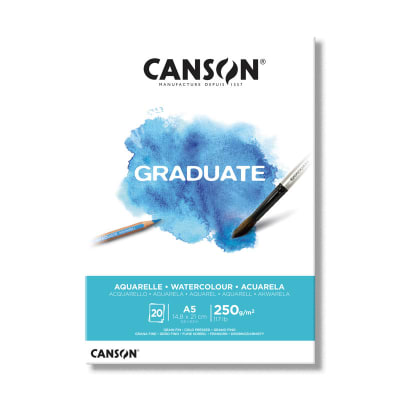 PAD GRADUATE AQUARELLE CANSON - A5 , 250 GRMS, 20 H1