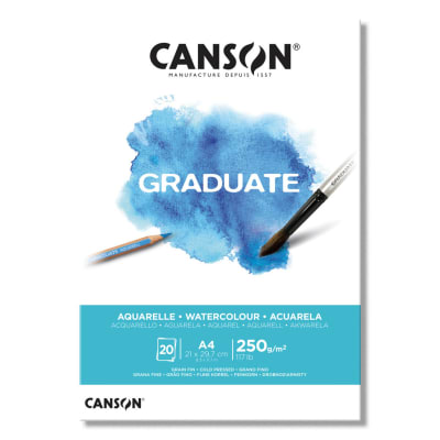 PAD GRADUATE AQUARELLE CANSON - A4 , 250 GRMS , 20 HOJAS