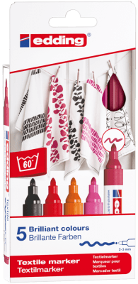SET MARCADORES EDDING TEXTIL - 5 COLORES CÁLIDOS 2-3MM