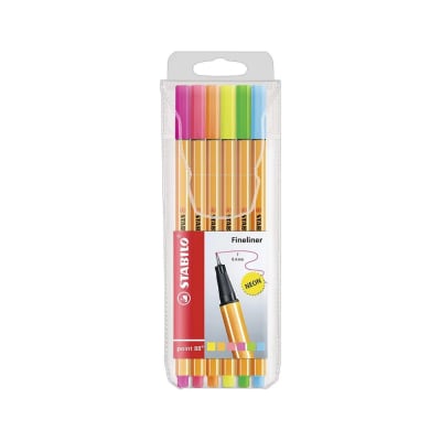 SET TIRALINEAS STABILO POINT  88 6 COLORES NEON 0.4MM
