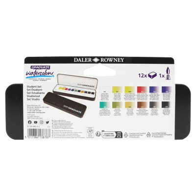 Set Acuarelas Graduate Daler Rowney - Set 12 colores + pincel