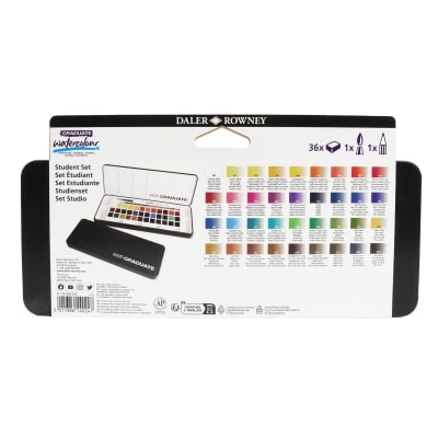 Set Acuarelas Graduate Daler Rowney - 36 colores + pincel y lápiz