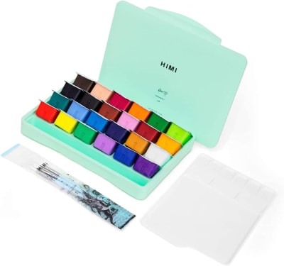 SET GOUACHE MIYA HIMI 24 COLORES + 3 PINCELES - Set verde3