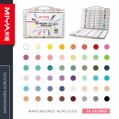 SET MIYA MARCADORES ACRÍLICOS 48 Colores