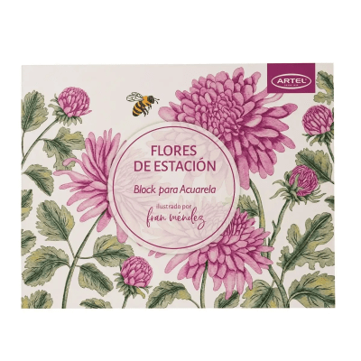 Block para acuarela con diseños Artel- Flores de estación de Fran Méndez1