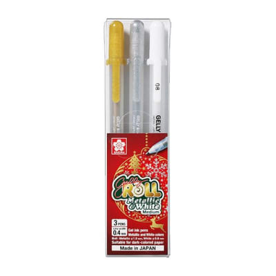 SET GELLY ROLL SAKURA (ORO - PLATA Y BLANCO)1