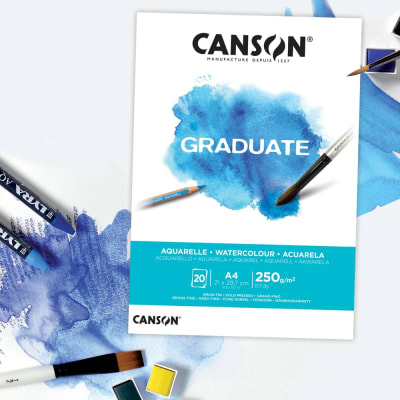 PAD GRADUATE AQUARELLE CANSON - A4 , 250 GRMS , 20 HOJAS