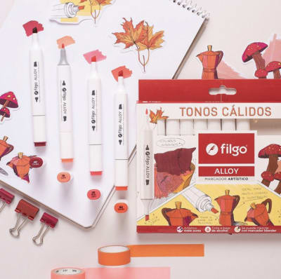 MARCADORES FILGO Alloy Set 12 Colores - Tonos Cálidos