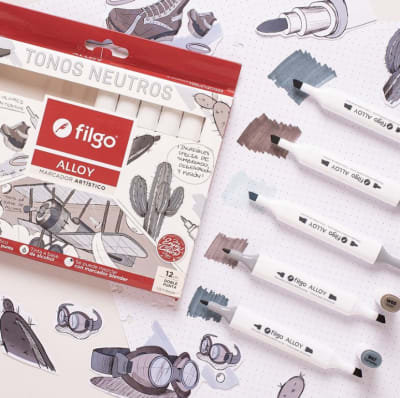 MARCADORES FILGO Alloy Set 12 Colores - Tonos Neutros
