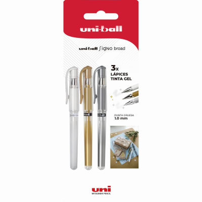 UNI BALL Signo Broad 3 Colores (blanco, dorado y plateado)5