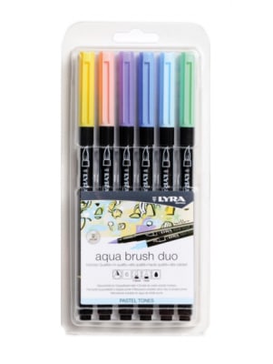 MARCADORES LYRA AQUA BRUSH DUO - PASTEL TONES 6 COLORES