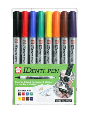 MARCADORES PERMANENTE SAKURA IDENTI PEN - SET 8 COLORES1