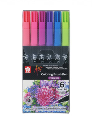 BRUSH PEN SAKURA KOI - SET FLORES 6 COLORES
