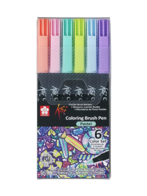 BRUSH PEN SAKURA KOI - SET PASTELES 6 COLORES1
