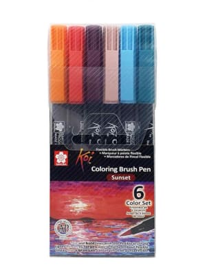 BRUSH PEN SAKURA KOI - SET PUESTA DE SOL 6 COLORES